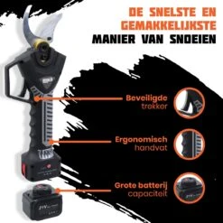 Reichlër® Elektrische Snoeischaar - 40 Mm Snijdiameter - 2x Accu - Anti-cut Functie - Heggenschaar - Takkenschaar - Zwart -Tuinen Speciaal Winkel 1200x1200 919