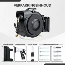 Buxibo - Wandslangenbox 20 Meter + 2 Meter - Tuinslang Met Haspel - 9 Sproei Standen - Slangenhouder 180° Draaibaar - Tuinslanghaspel Zwart+ Gratis Sproeier - Zwart -Tuinen Speciaal Winkel 1200x1200 92
