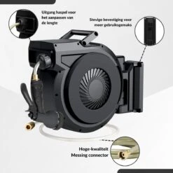 Buxibo - Wandslangenbox 20 Meter + 2 Meter - Tuinslang Met Haspel - 9 Sproei Standen - Slangenhouder 180° Draaibaar - Tuinslanghaspel Zwart+ Gratis Sproeier - Zwart -Tuinen Speciaal Winkel 1200x1200 97