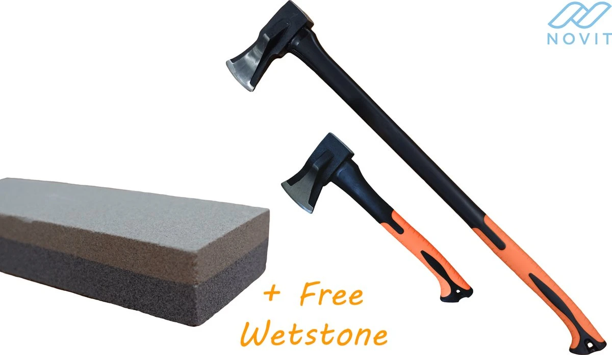 Novit Bijlenset - Kloofbijl & Handbijl - Gratis Wetsteen - Bijl 2.2kg + 1kg - Kliefhamer 3 Novit Bijlenset - Kloofbijl & Handbijl - Gratis Wetsteen - Bijl 2.2kg + 1kg - Kliefhamer