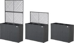 Casaria Polyrattan Plantenbak - Met Klimoprek - 3 Bakken Zwart -Tuinen Speciaal Winkel 1200x704