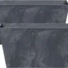 Prosperplast Set Van 2x Stuks Kunststof Bloembakken/plantenbakken Rechthoek Betonlook 40 Cm Antraciet Grijs - Bloempotten Voor Binnen En Buiten -Tuinen Speciaal Winkel 1200x856 2