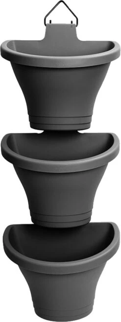 Elho Corsica Vertical Forest 24 - Bloempot Voor Balkonbuiten - Ø 26.7 X H 29.7 Cm - Zwart/Antraciet -Tuinen Speciaal Winkel 453x1200