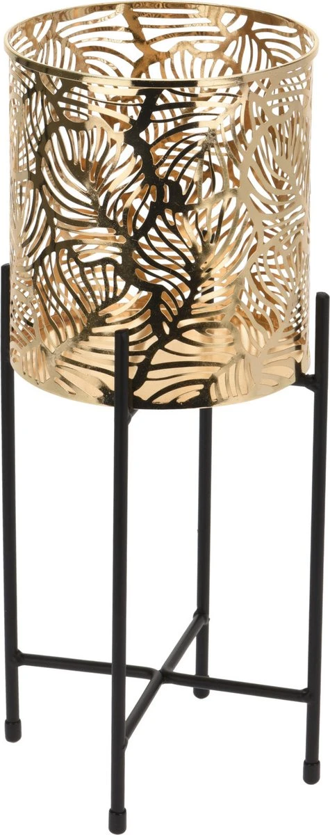 Set Van 2x Stuks Plantenpotten Goud Op Metalen Standaard 35 Cm En 45 Cm Hoogte 4 Set Van 2x Stuks Plantenpotten Goud Op Metalen Standaard 35 Cm En 45 Cm Hoogte - Afbeelding 2