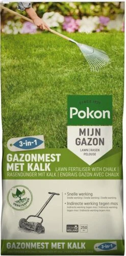 Pokon Gazonmest Met Kalk - 16,8kg - Mest - Geschikt Voor 250m² - 120 Dagen Voeding -Tuinen Speciaal Winkel 593x1200 4