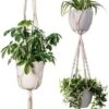 Plantenhanger Macrame Set Van 2 - Plantenhanger Met Ruimte Voor 3 Potten - Luxe Gevlochten Touw 100% Katoen - Duurzaam - Plantenbakken - Bloempotten - Macramé Stijl Hanger Voor Bloempotten - Hangpot - Fienosa -Tuinen Speciaal Winkel 601x1200
