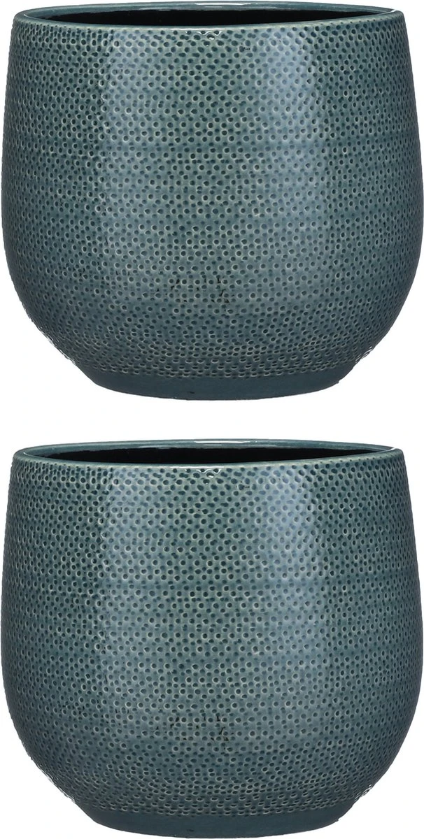 Mica Decorations Gabriel Bloempot - H20 X Ø25 Cm - Keramiek - Blauw 4 Mica Decorations Gabriel Bloempot - H20 X Ø25 Cm - Keramiek - Blauw - Afbeelding 2
