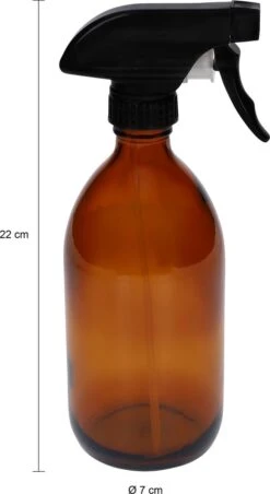 QUVIO Sprayfles - Spuitfles - Plantenspuit - Schoonmaak Spuit - Huishoudspray - Leeg/Hervulbaar - Kamerspray - Allesreiniger - Glazen Sprayflacon - Waterspuit - Kappersspuit - 500 Ml - Glas - Bruin - Zwart -Tuinen Speciaal Winkel 656x1200