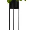 QUVIO Plantenstandaard Inclusief Pot - Staande Plantenbak - Metaal - Plantenbak - Plantenhouders - Planten Zuilen - Voor Buiten - Bloempot - 22 X 22 X 90 Cm - Zwart