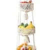 Macramé 3-Laags Hangende Fruitmand - Bohemian Mand Plantenhanger - Handgemaakt Katoen Touw Fruitschaal Hangmand - Boho Ophangbaar Etagere - Decoratieve Fruit Schaal/Basket - Opbergmand Organizer - Keuken/Balkon Decoratie - Hangpot Voor Binnen/Buiten -Tuinen Speciaal Winkel 668x1200