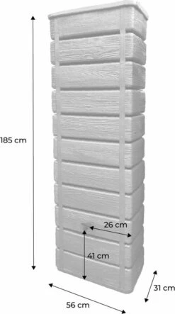 Regenton Muurtank, Grandval 300L, Antraciet Kunststof, Imitatiehout, Met Gootaansluitset Inbegrepen -Tuinen Speciaal Winkel 669x1200