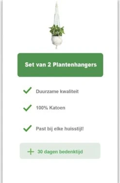 Merkloos Plantenhanger Macramé - Luxe Gevlochten Touw Katoen - 2 Stuks - Plantenpot Ophangen -Tuinen Speciaal Winkel 786x1200 1