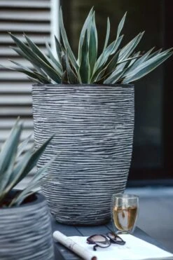 Capi Europe - Vaas Elegant Laag Rib NL - 36x47 - Antraciet - Voor Binnen En Buiten - KOFZ782 -Tuinen Speciaal Winkel 800x1200 131