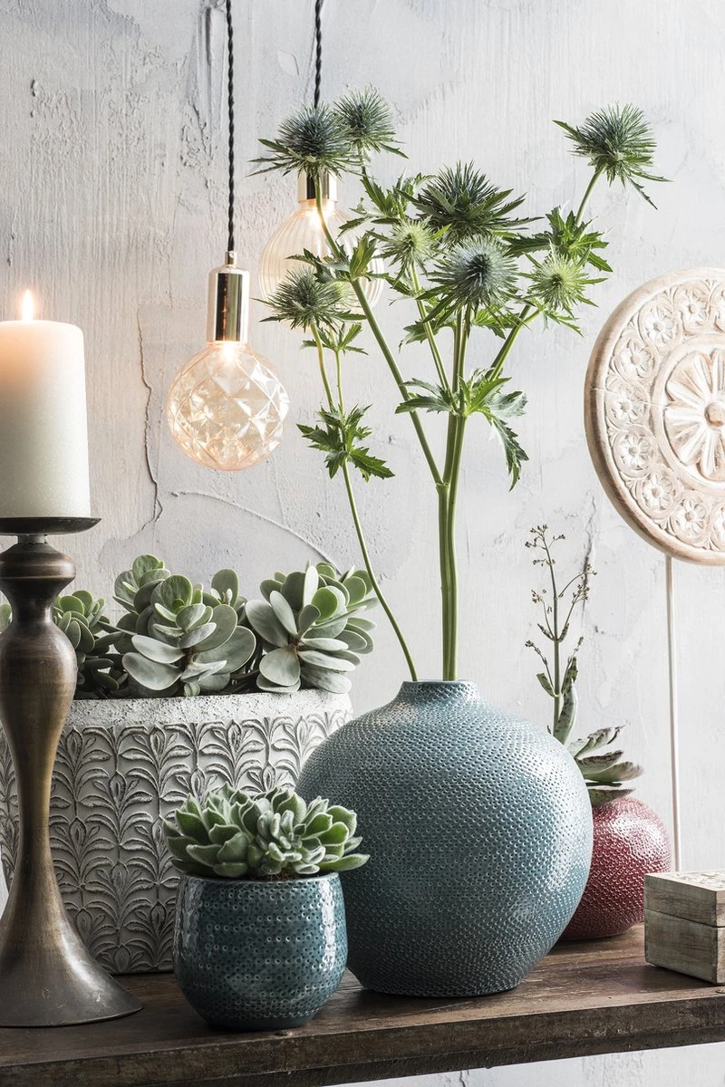 Mica Decorations Gabriel Bloempot - H20 X Ø25 Cm - Keramiek - Blauw 6 Mica Decorations Gabriel Bloempot - H20 X Ø25 Cm - Keramiek - Blauw - Afbeelding 4