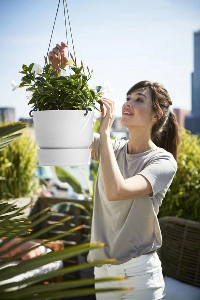 Elho Greenville Hangschaal 24 - Bloempot Voor Balkonbuiten - Ø 23.5 X H 20.5 Cm - Zwart/Living Black 6 Elho Greenville Hangschaal 24 - Bloempot Voor Balkonbuiten - Ø 23.5 X H 20.5 Cm - Zwart/Living Black - Afbeelding 4