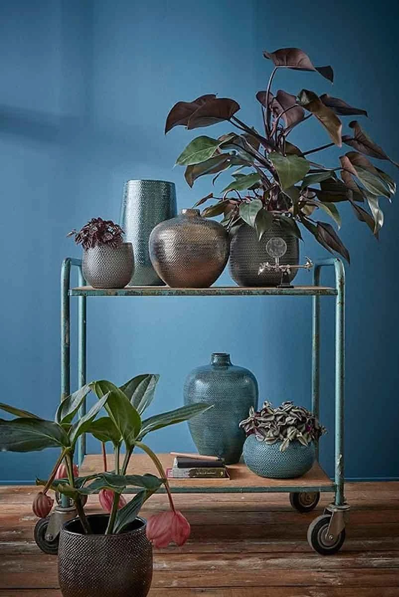 Mica Decorations Gabriel Bloempot - H20 X Ø25 Cm - Keramiek - Blauw 11 Mica Decorations Gabriel Bloempot - H20 X Ø25 Cm - Keramiek - Blauw - Afbeelding 9