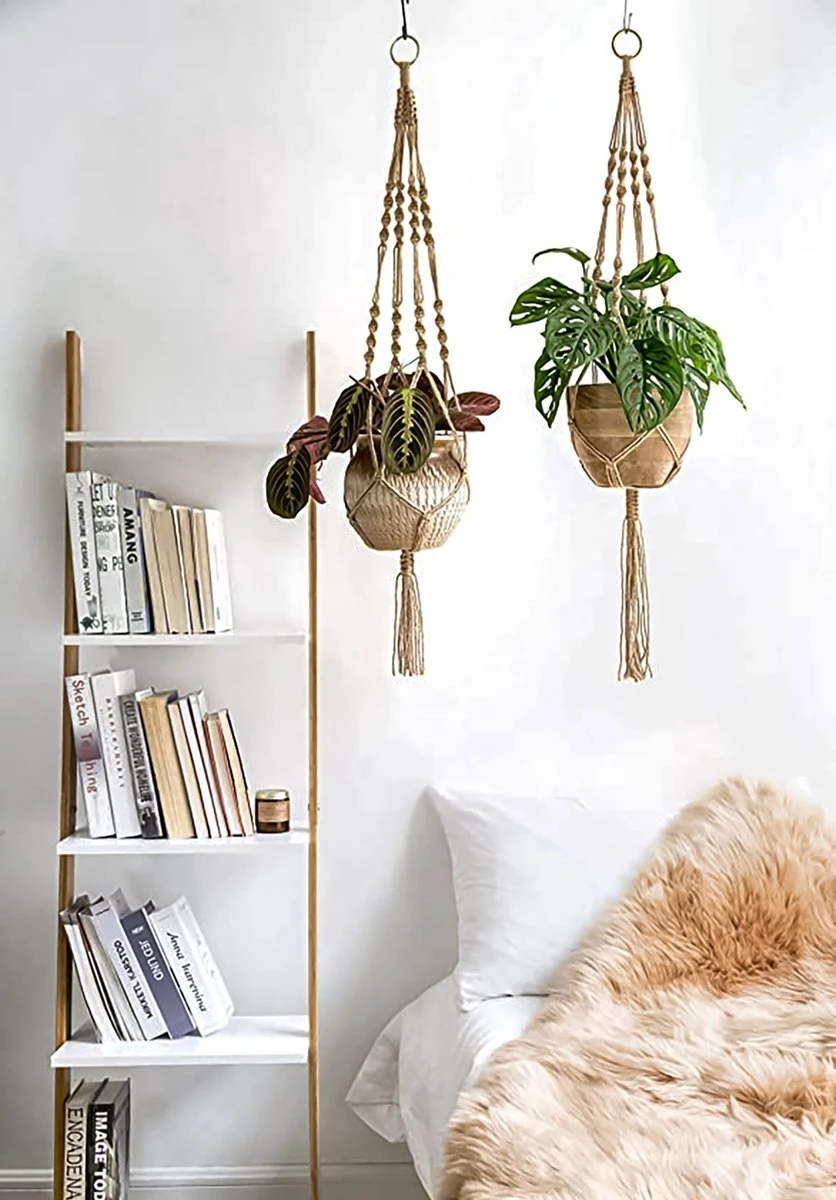 4 Stuks Luxe Jute Plantenhangers - Boho Handgeweven Katoen Hangpot Voor Binnen/Buiten - Hangende Bloempot Met Kralen - Macramé Touw/Koord Hangplant Houder - Bohemian Wandhanger Decoratie - Plant Hanger - Verticale Tuin Bloempothouder Planthanger 8 4 Stuks Luxe Jute Plantenhangers - Boho Handgeweven Katoen Hangpot Voor Binnen/Buiten - Hangende Bloempot Met Kralen - Macramé Touw/Koord Hangplant Houder - Bohemian Wandhanger Decoratie - Plant Hanger - Verticale Tuin Bloempothouder Planthanger - Afbeelding 6