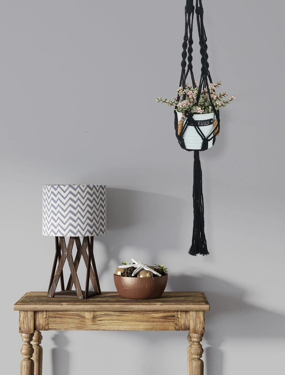 4 Stuks Zwarte Macrame Plantenhangers - Boho Handgeweven Katoen Hangpot Voor Binnen/Buiten - Hangende Bloempot Met Kralen - Macramé Touw/Koord Hangplant Houder - Bohemian Wandhanger Decoratie - Plant Hanger - Verticale Tuin Bloempothouder Planthanger 7 4 Stuks Zwarte Macrame Plantenhangers - Boho Handgeweven Katoen Hangpot Voor Binnen/Buiten - Hangende Bloempot Met Kralen - Macramé Touw/Koord Hangplant Houder - Bohemian Wandhanger Decoratie - Plant Hanger - Verticale Tuin Bloempothouder Planthanger - Afbeelding 5