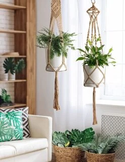 5 Stuks Jute Macrame Plantenhangers - Boho Handgeweven Katoen Hangpot Voor Binnen/Buiten - Hangende Bloempot Met Kralen - Macramé Touw/Koord Hangplant Houder - Bohemian Wandhanger Decoratie - Plant Hanger - Verticale Tuin Bloempothouder Planthanger -Tuinen Speciaal Winkel 923x1200 3