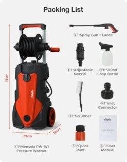 Merkloos Home Hogedrukreiniger - 2100W - 165 Bar - Met Verstelbare Nozzles Slanghaspel 5m Netsnoer 10m Slang - Voor Reiniging Huis Auto Tuin -Tuinen Speciaal Winkel 939x1200 5